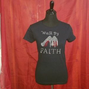 Walking by Faith bling tee